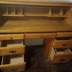 Oak wood roll cage desk