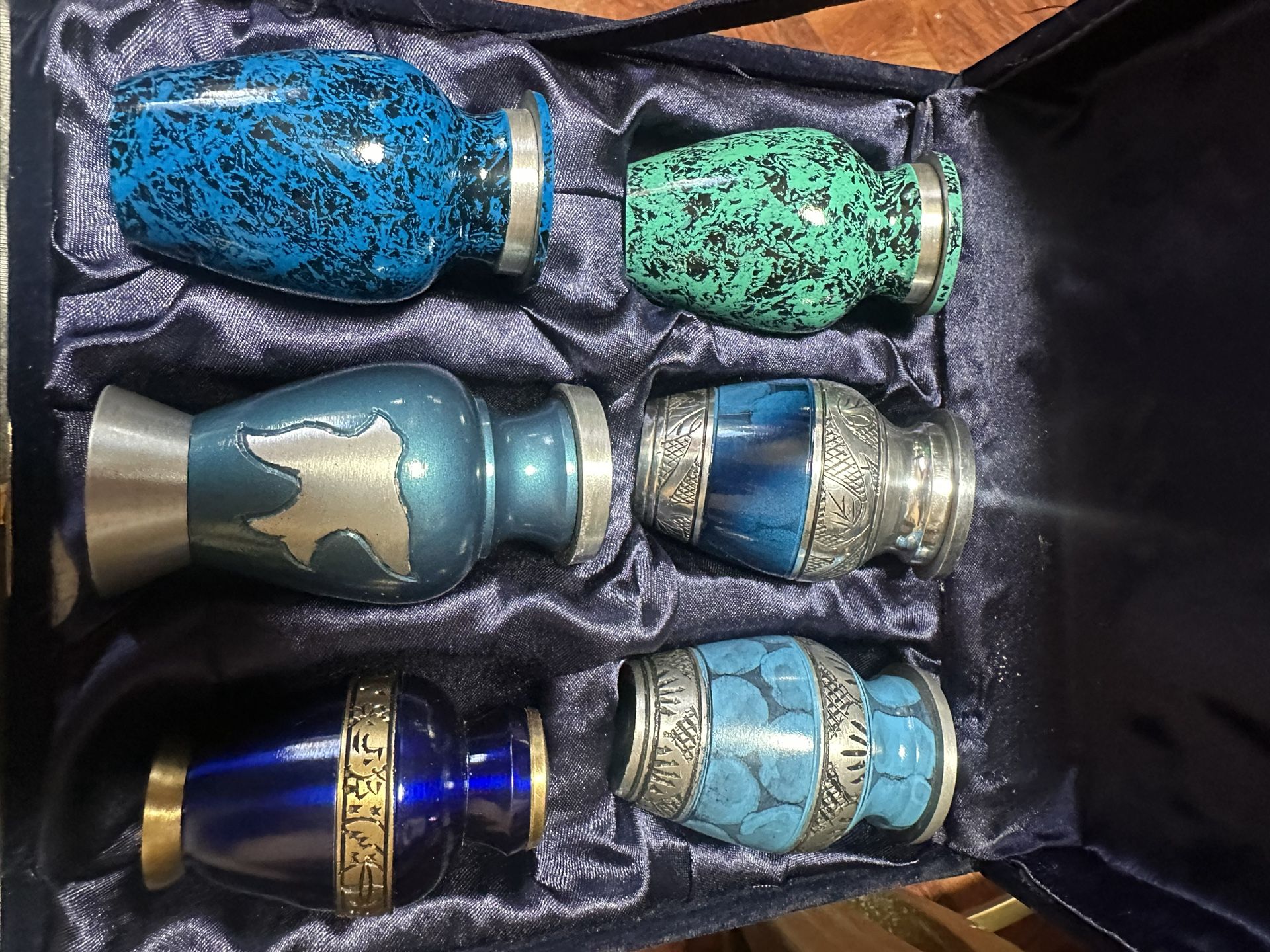 Blue cremation mini urns