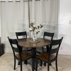 Double Drop-Leaf Kitchen Dining Table & 4 Chairs 