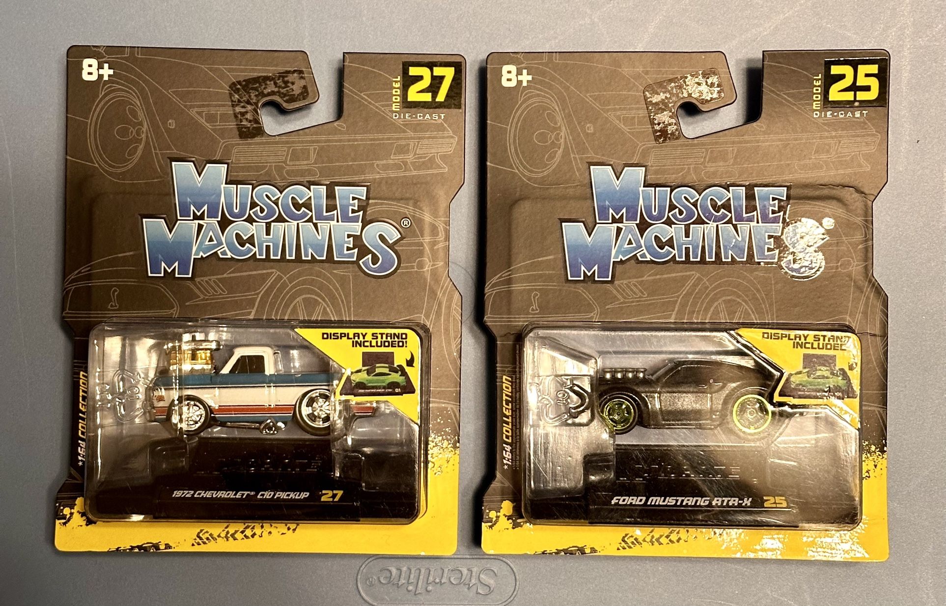 2x Muscle Machines Lot - 1972 Chevy C10 & Ford Mustang RTR-X