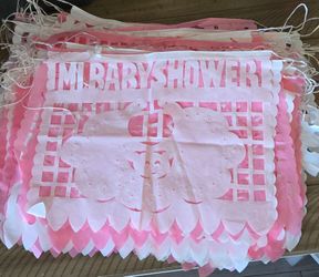 Pink Mi Baby Shower Papel Picado Banner