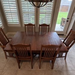 Extendable Oak Table Set - 6 Chairs Included