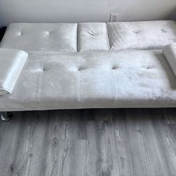 All Modern Cream Velvet Futon For Sale- full Size