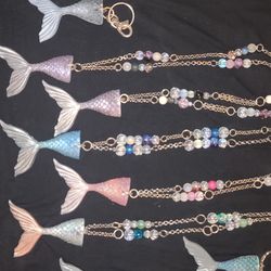 Mermaid Tail Keychains And Rear View Mirror Charms