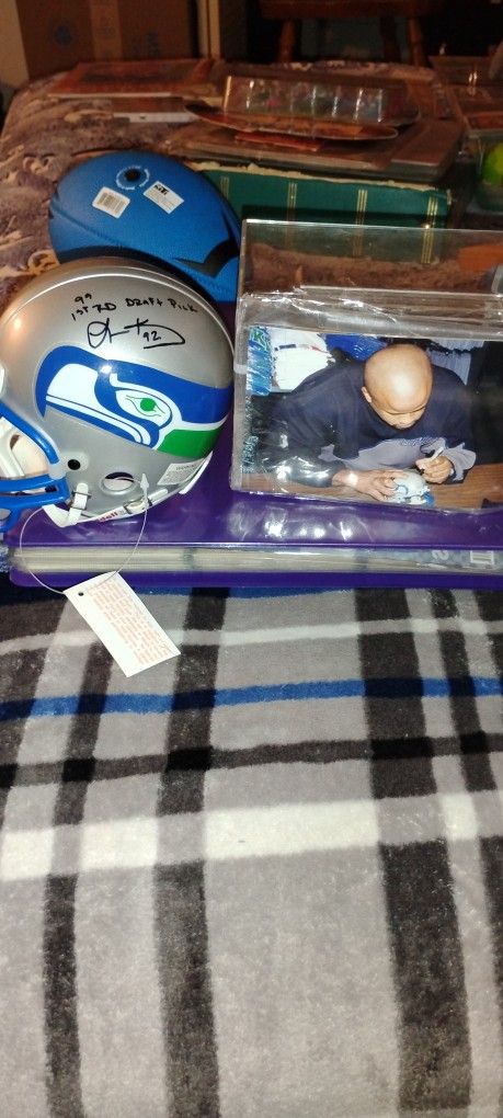 Lamar King 1999 First Round Draft Pick Signed Vintage Mini Riddell Seattle Seahawks Helmet !