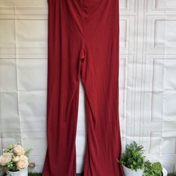 SKIMS Burgundy Soft Lounge Sleep Pajama bottoms Red Wide-Leg Pants size S small