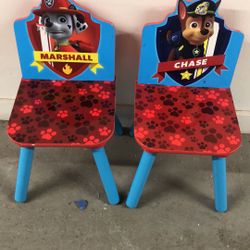 2 Wooden Kids Chairs 