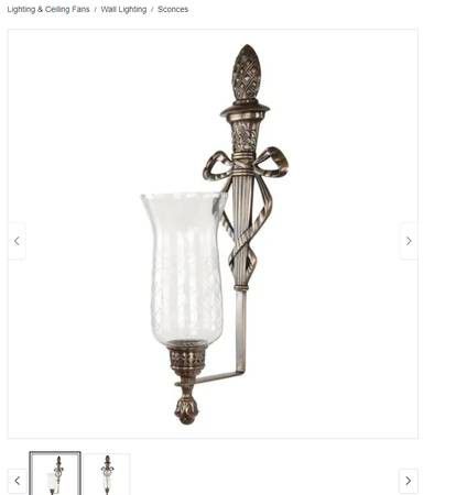 New! 22" Pineapple Candle wall sconce. Metal with handblown hurricane glass.

