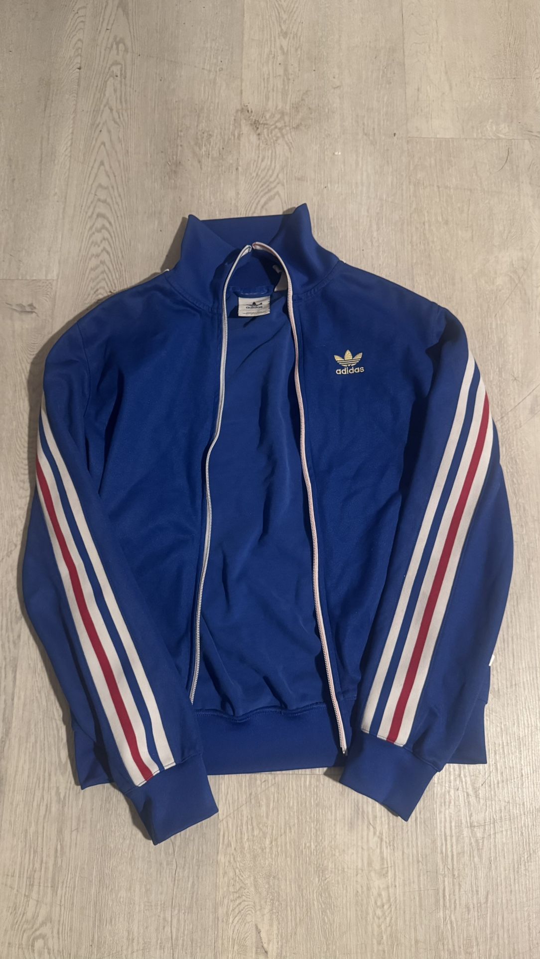 Blue and Red Adidas Zip up Jacket