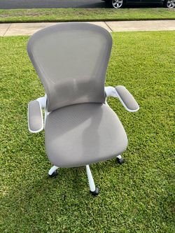 Gray Mesh Office Chair with White Frame