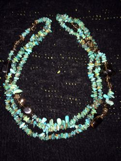 16.5 in. 3 Strand Turquoise/Topaz? Necklace