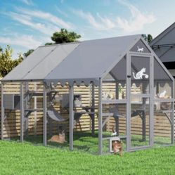 Cat Condo,  Cat Tree house, 9 ft Cat Catio Extra Large Catio Outdoor Cat Enclosure w/ 7 Platforms NEW
