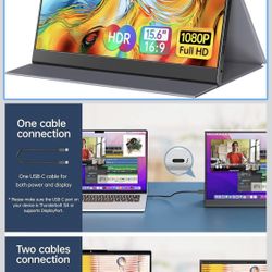 ForHelp 15.6inch Portable Monitor,1080P USB-C HDMI Second External Monitor for Laptop,PC,Mac Phone,PS,Xbox,Swich,IPS Ultra-Thin Zero Frame Gaming Disp