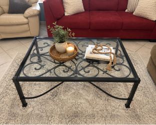 Glass Top Wrought Iron Coffee Table