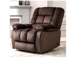Massage Recliner Chairs with Heat Overstuffed Fabric Manual Recliners for Living Room Bedroom, Comfy Padded Reclining Chair, Brown 