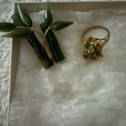 Jade Brooch And Jade Ring 