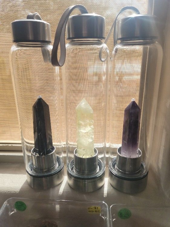Crystal Points Glass Bottles