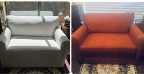 RED Lazyboy Twin Sleeper Sofa with WHITE slipcover