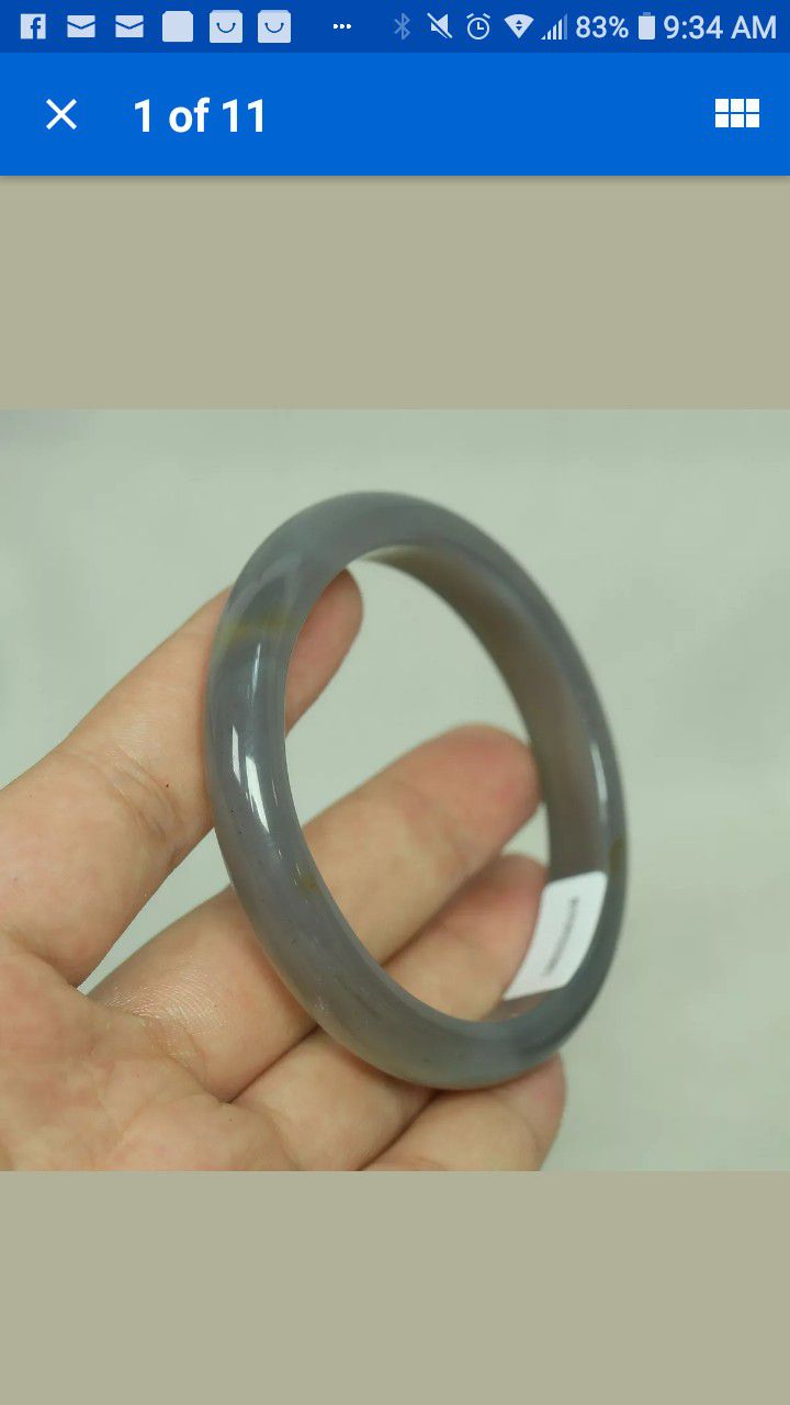 Certified natural agate chalcedony jade grey bangle 60mm