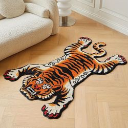 Free-delivery Pink/orange/blue Tiger Rug