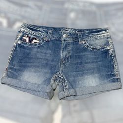 Women’s Paisley Sky Shorty Shorts Size 8  Y2K 