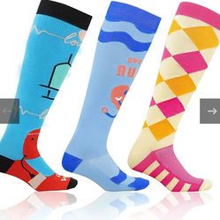 Compression Socks 3-Pack "NEW" Size: Medium to Large - Knee-high 20-30m • Breathable Support Socks, Brace Socks, Socks are Brand New, Vacuum Sealed 
