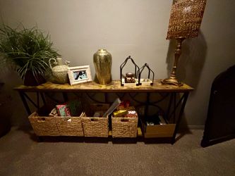 Large wheel console table