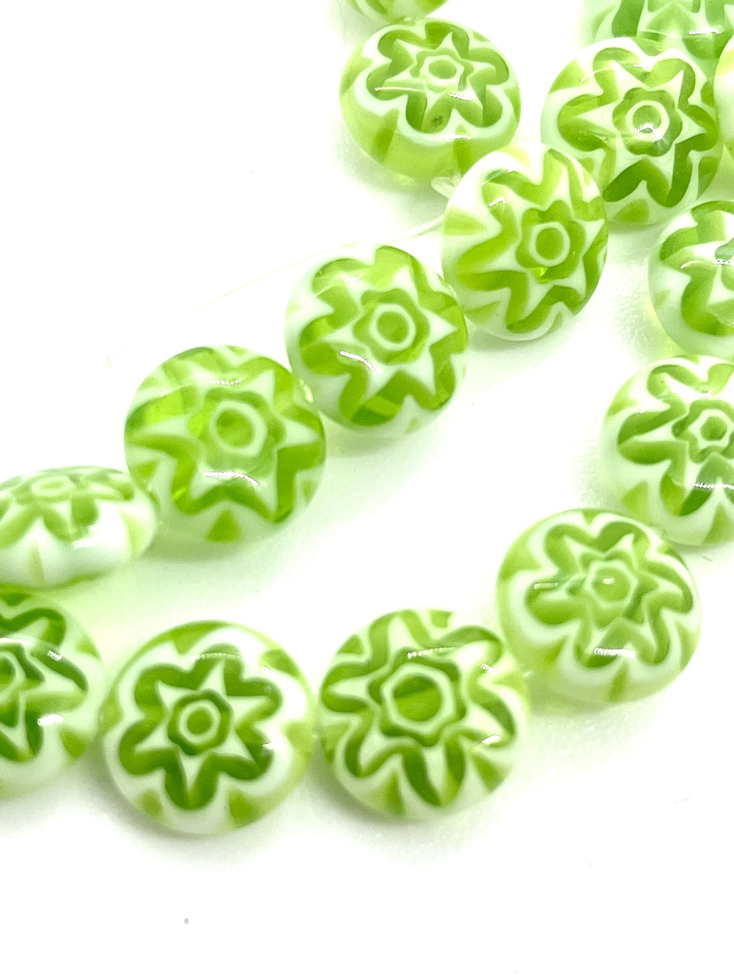 New Green Millefiori Style Beads