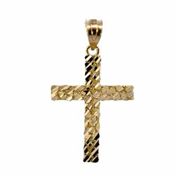 Men’s 14k Yellow Gold 1.25” Inch Gold Nugget Cross Pendant for Necklace GP3135456