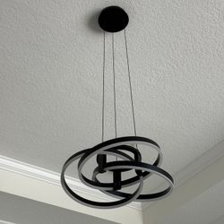 Modern LED Ring Chandelier – Sculptural Black Pendant Light
