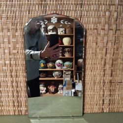 Antique Beveled Etched Wall Mirror 10"×18"