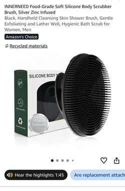 Silicone Body Scrubber Brush, Silver Zinc Infused