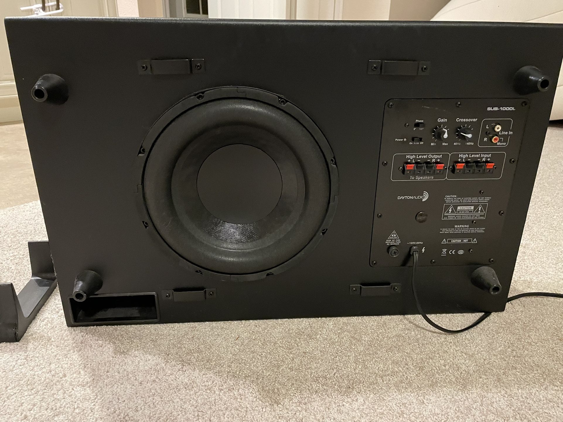 Dayton Audio SUB-1000L 10" 100 Watt Low-Profile Powered Subwoofer