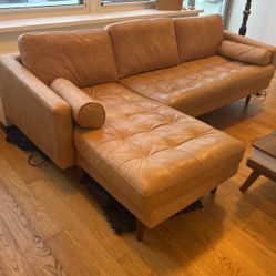 Poly And Bark Sofa, Real Leather & Down Stuffed