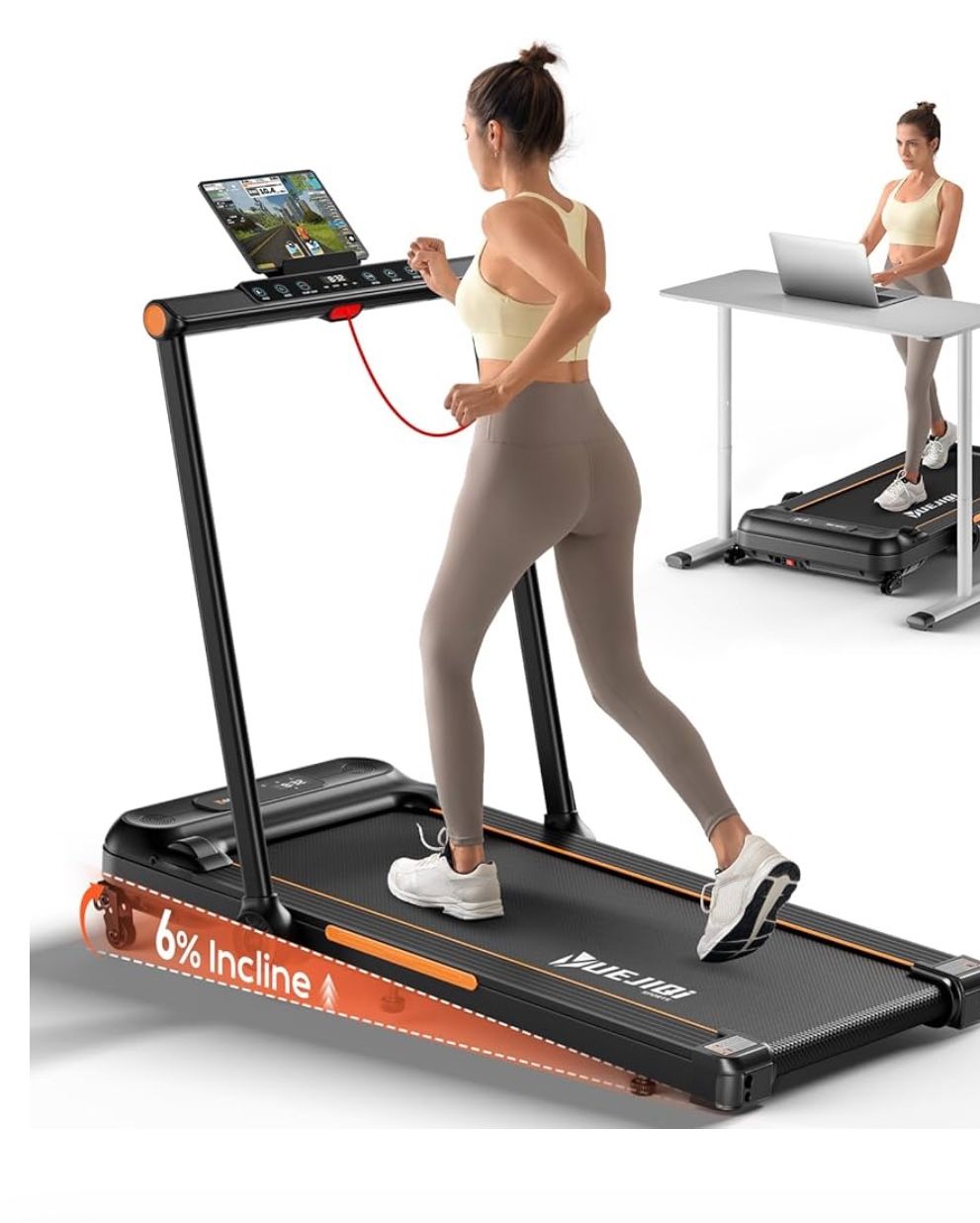 Treadmills for Home, 3.0HP Folding Treadmill with Incline, Small Space Portable Running Machine, 240 Lbs Capacity with 12 Preset PROG, LED Display, Sp