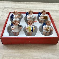 Angel Musician Ornaments Erzgebirge Style Germany, New in Box with Tags