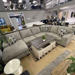 Brand New 🌄 $10 Down Payment Finance 🎗️Ballinasloe Platinum 3 Piece Sectional With Chaise ▪️# Sofa # Loveseat # Couch # Living Room Set