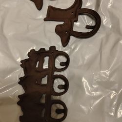 3-Piece Heavy Duty Cast Iron Western Hook Set - Horse & Cowboy Motif