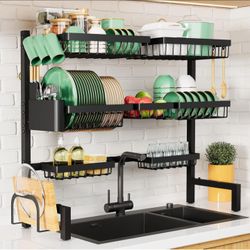 (2728Adjustable Over The Sink Dish Drying Rack, 31.5" -39.4" x 30.3"
Sink Drying Rack for Kitchen Sink, Dish Rack Over Sink with Cutlery & Utensil Hol