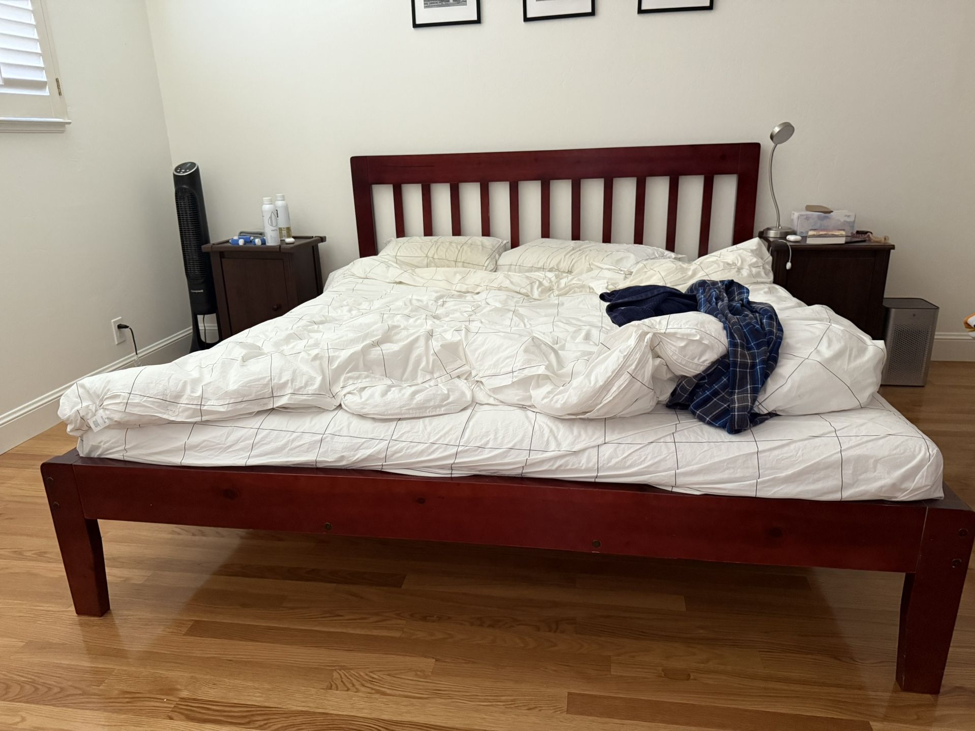 King Size Mattress And Bed Frame, With 2 Matching Night Stands