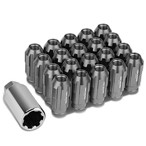  20Pcs M12 x 1.5 Open End Style Wheel Lug Nuts w/Deep Drive Extension Adapter, 24mm OD/50mm H, Gun Metal