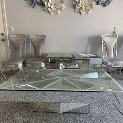 Glass coffee table and 2 side tables