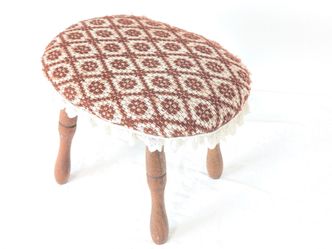 Cute Vintage Embroidered Footstool