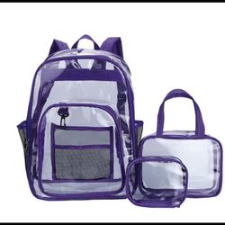 3 Pcs Clear School Backpack 