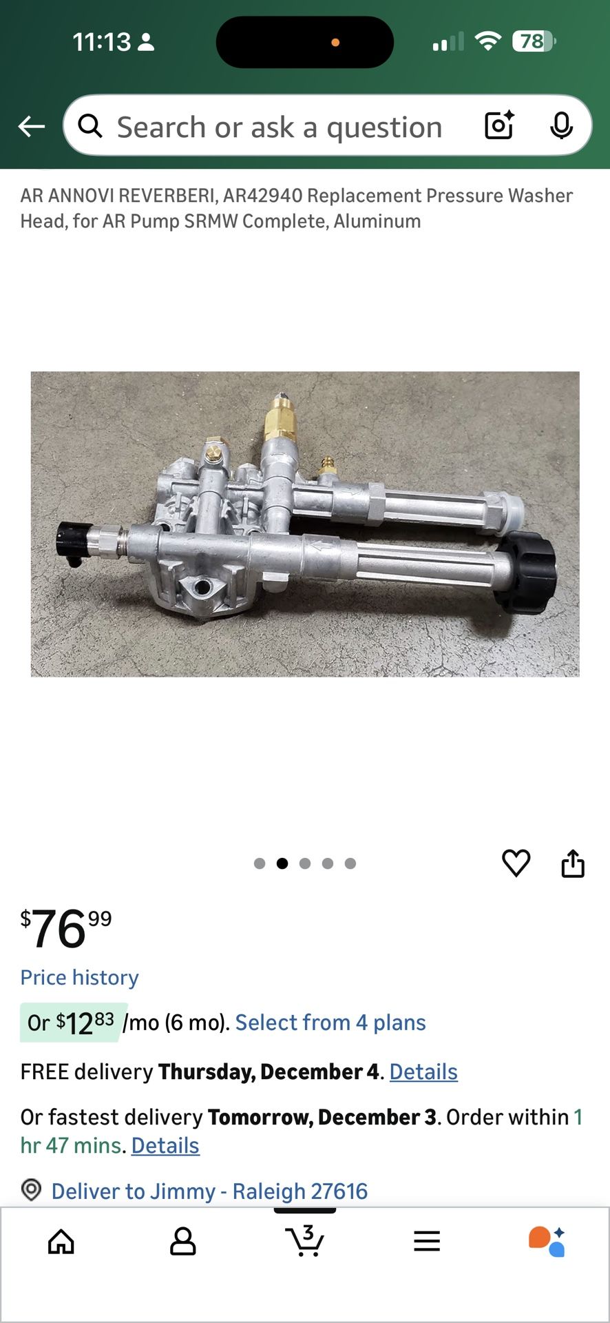 AR ANNOVI REVERBERI, AR42940 Replacement Pressure Washer Head, for AR Pump SRMW Complete, Aluminum