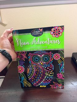 Timeless Creations Neon Adventures Adult Coloring Book CraZ Art 64 Pages