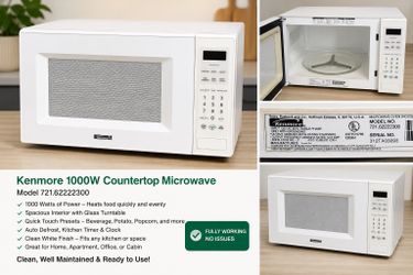 Kenmore 1000W Countertop Microwave – Excellent Working Condition