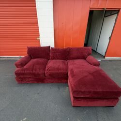 Jonathan Louis Red Velvet Sectional – Reversible Chaise 