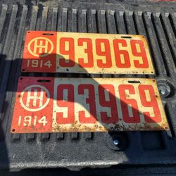 Vintage Pair Of 1914 Ohio State License Plates 