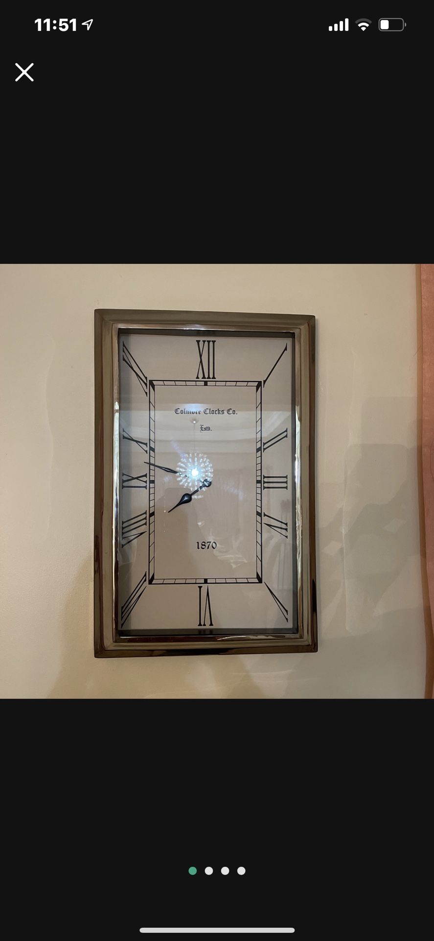 Silver Ractangle Wall Clock